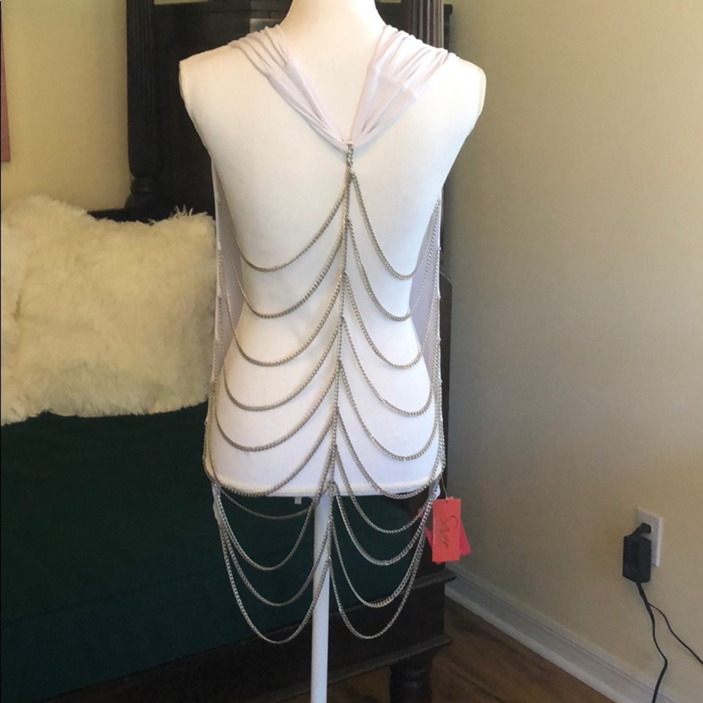 SAVEE COUTURE METAL CHAIN TOP